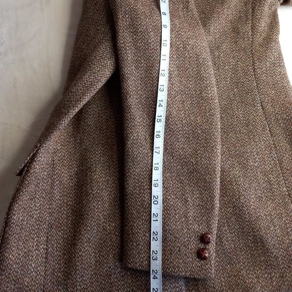 Vintage Harris Tweed Light Brown Wool Double Button Jacket Blazer (LRG 42) - Picture 13 of 13
